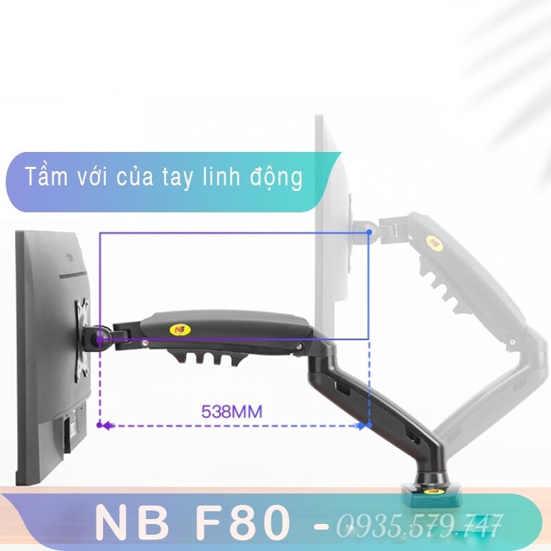 Tay Treo Màn Hình Máy Tính NB F80 Phiên Bản Tải Trọng 9Kg